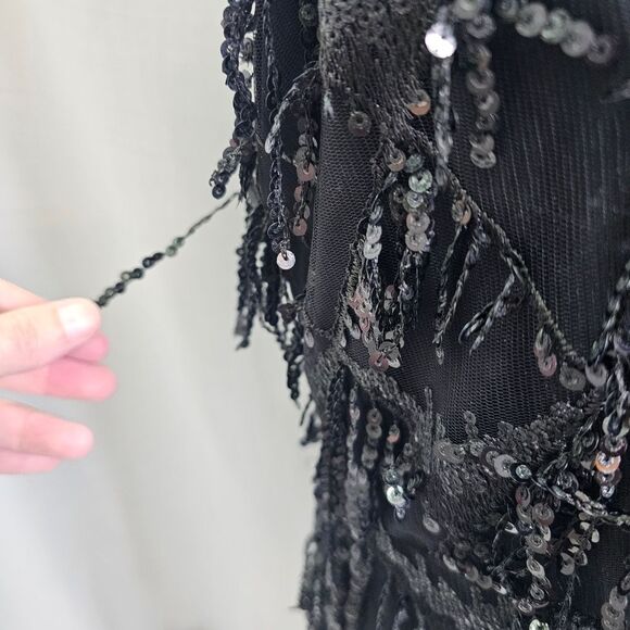 **SOLD** Black Sequin Fringe Party Dress Size XL - Picture 5 of 13